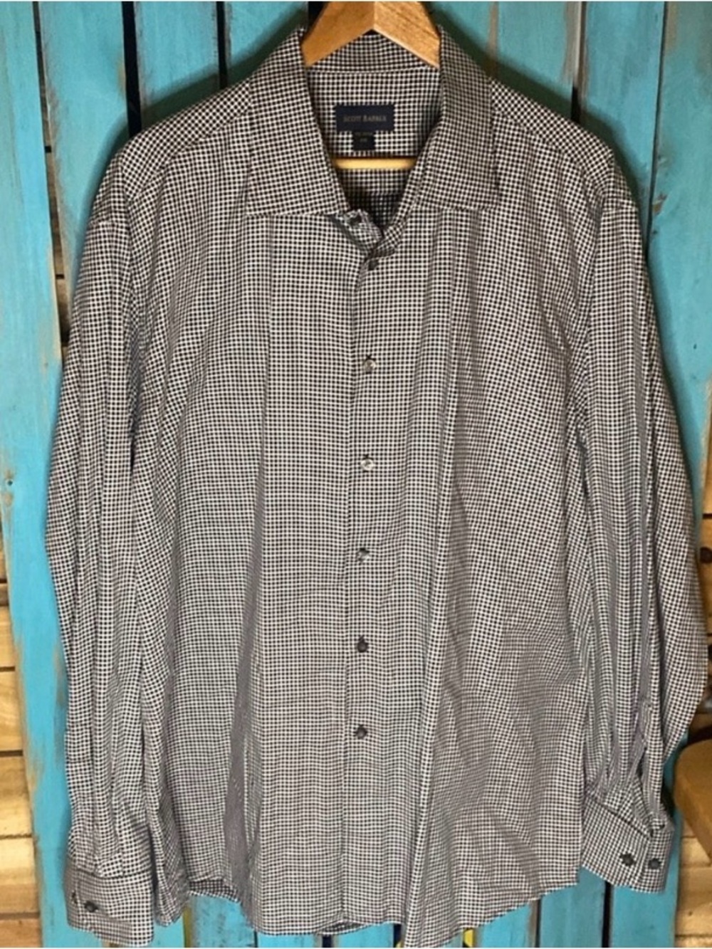 Scott Barber button up long sleeve shirt size XXL black and white check pattern